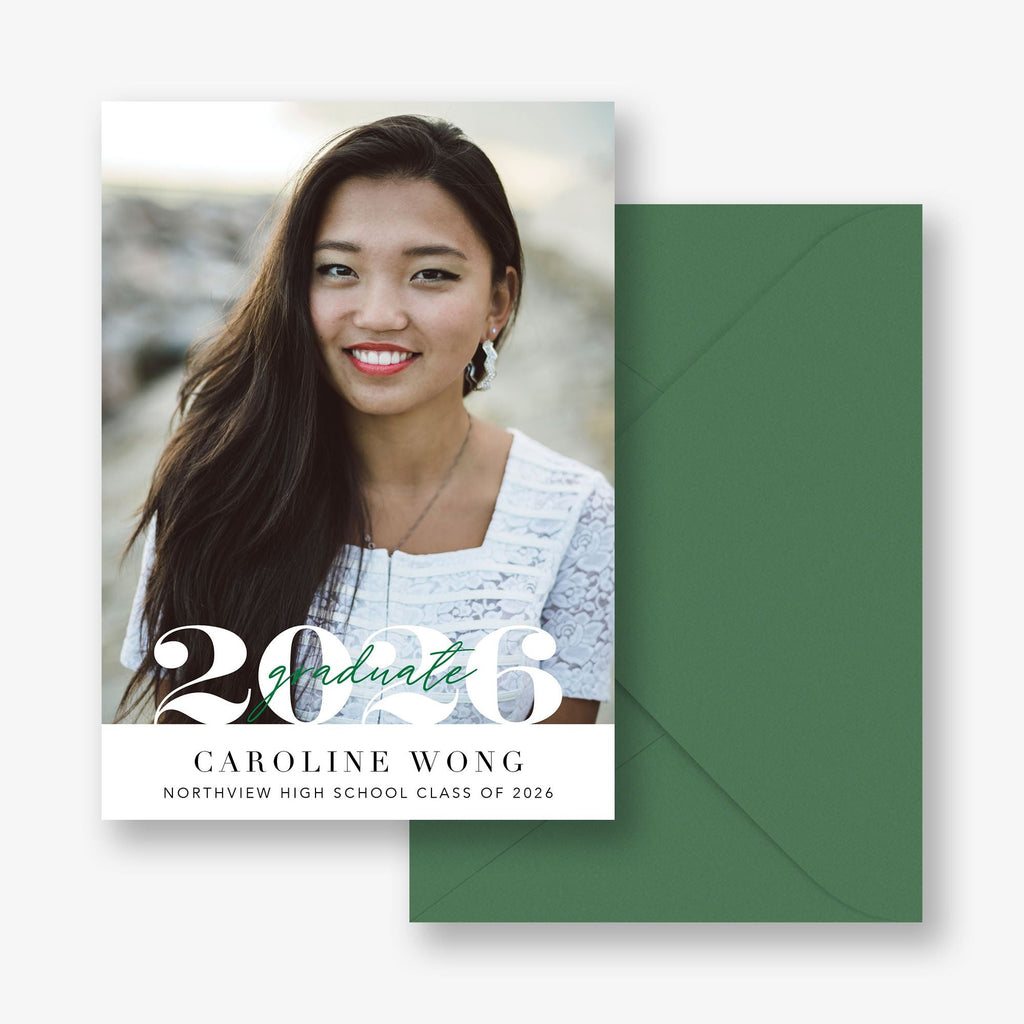 Script Over Year Photo Graduation Announcement