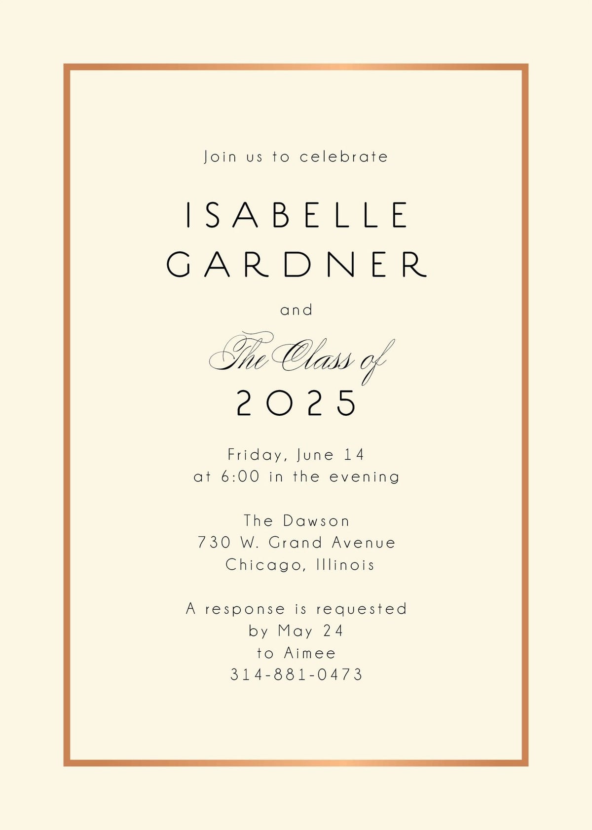 Thin Line Graduation Party Invitation