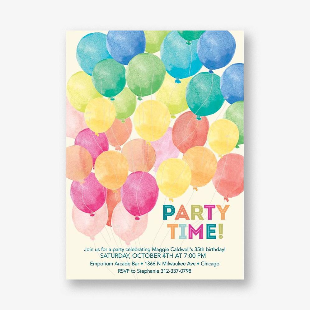 Watercolor Balloons Party Invitation