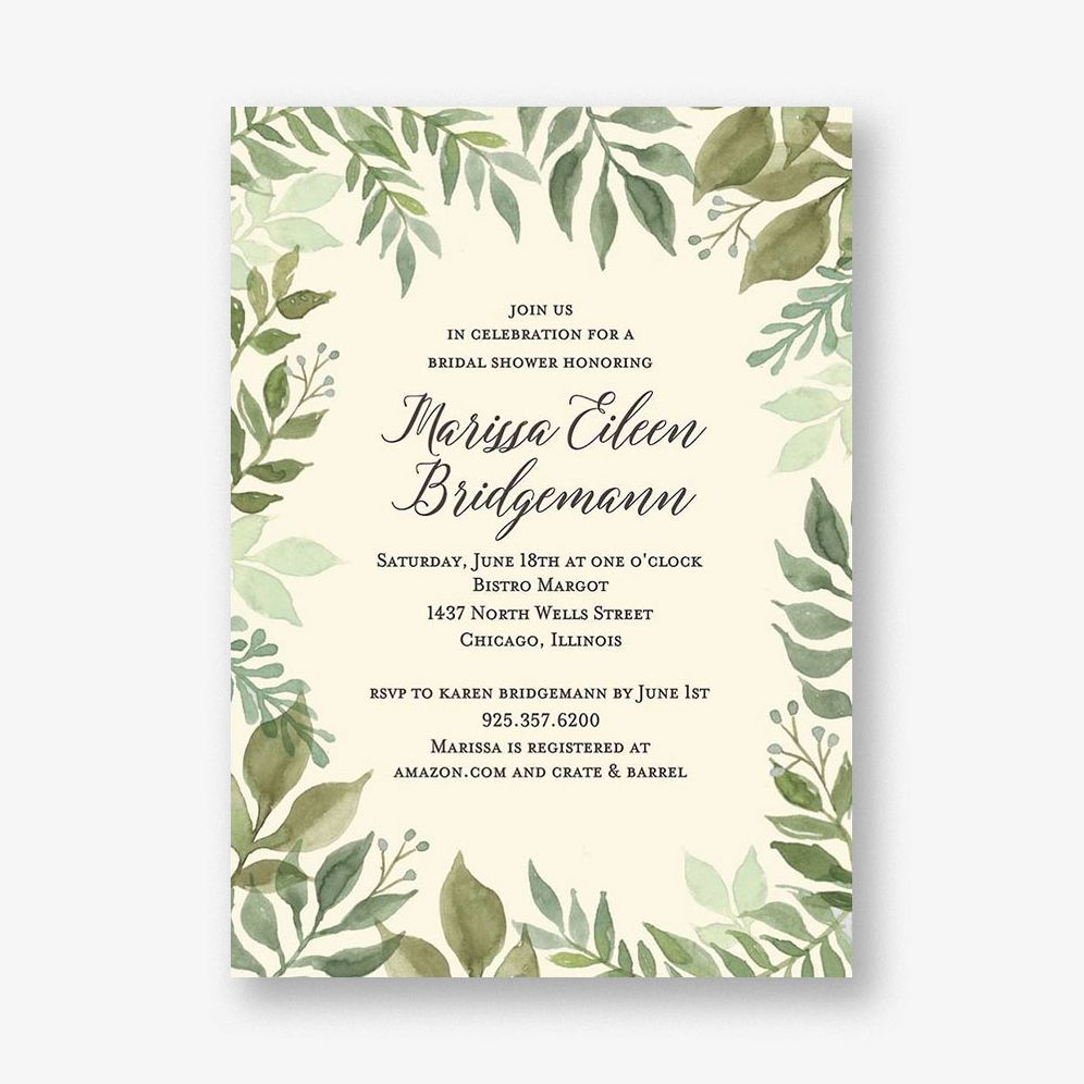 Watercolor Garden Bridal Shower Invitation