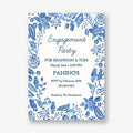 Blue Floral Engagement Party Invitation
