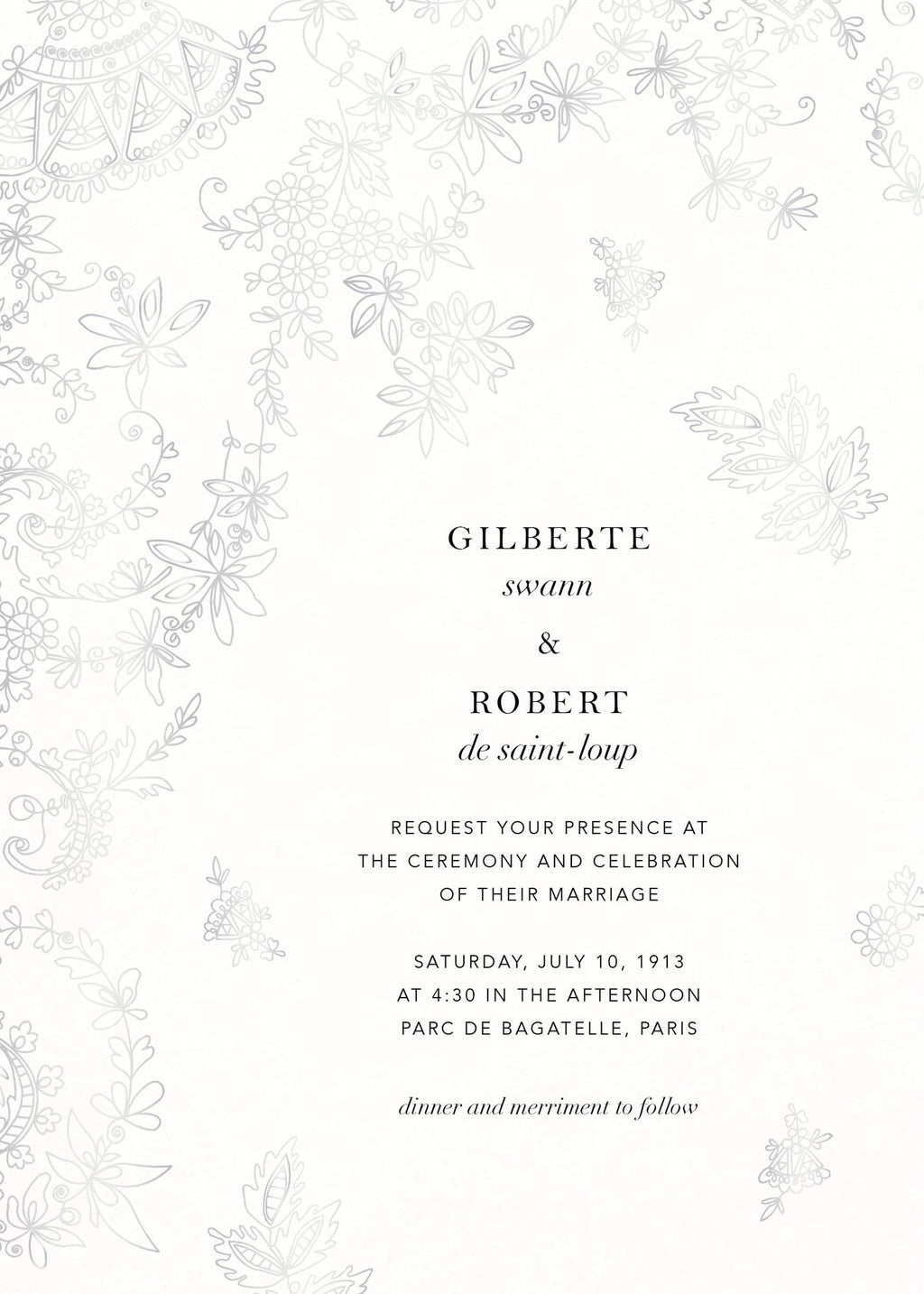 Floral Filigree Wedding Invitation