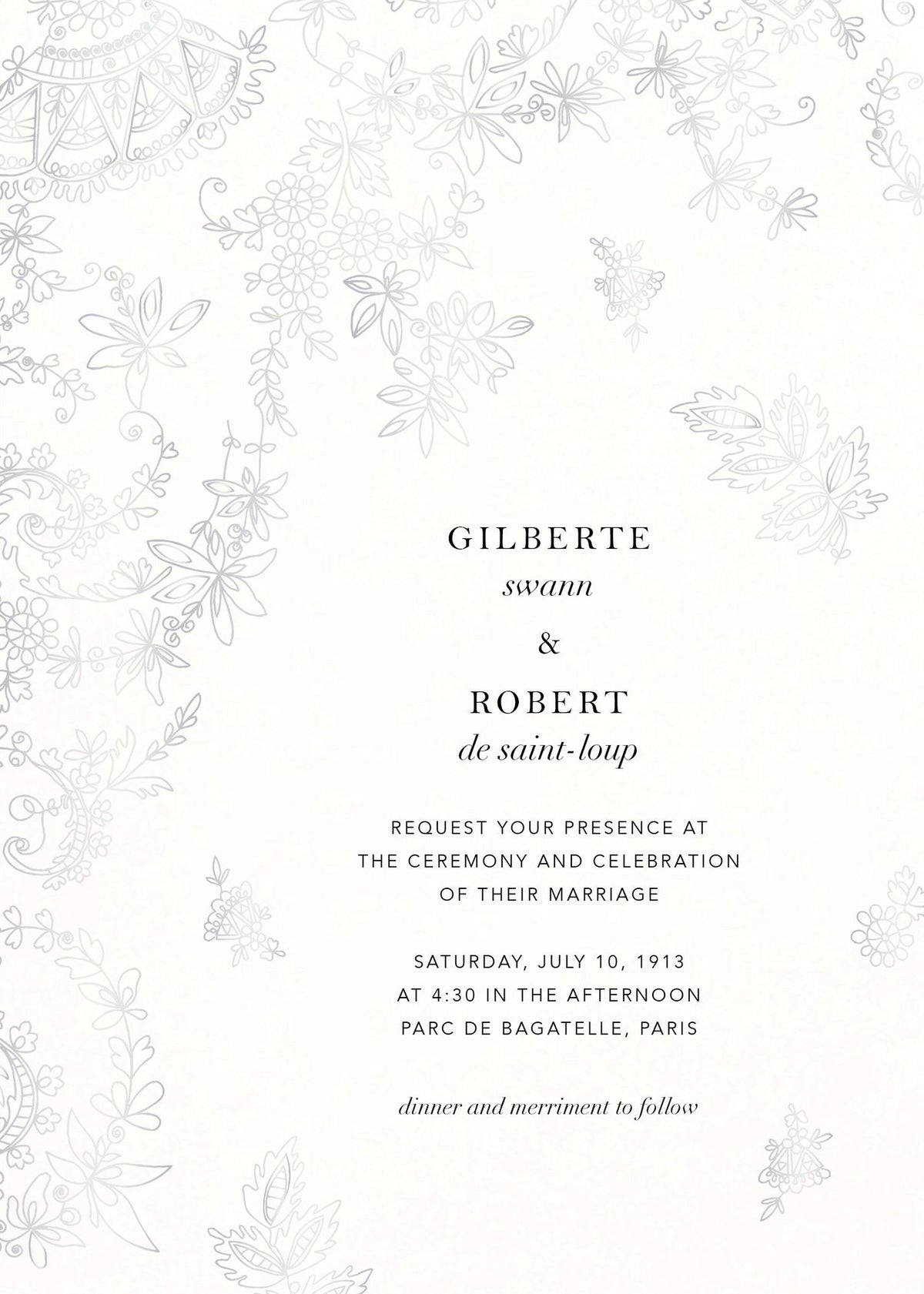 Floral Filigree Wedding Invitation