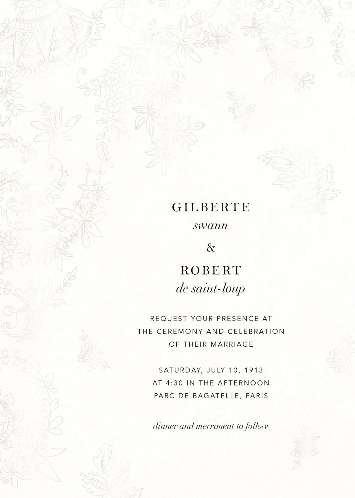 Floral Filigree Wedding Invitation