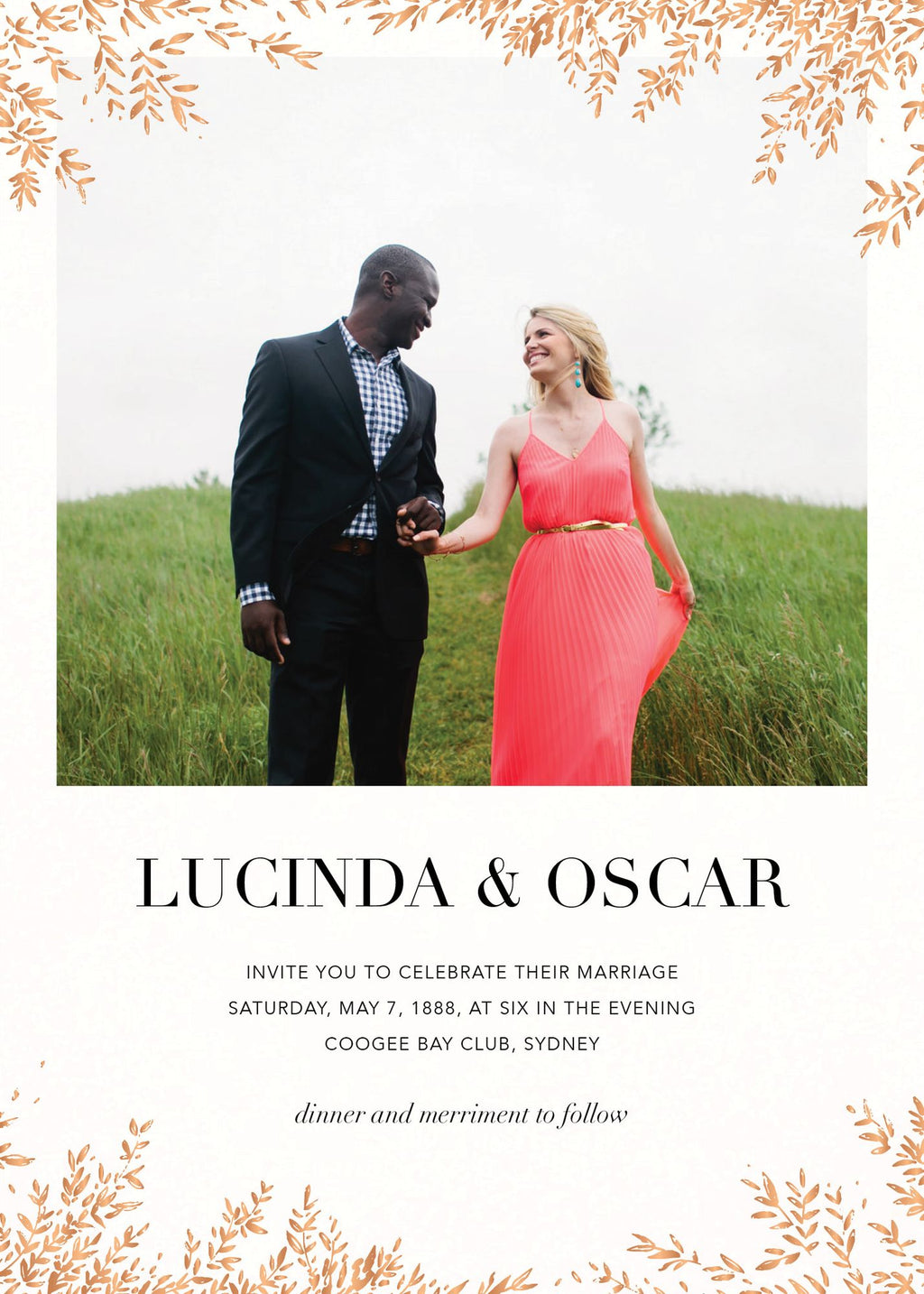 Leaves of Gold Photo Wedding Invitation