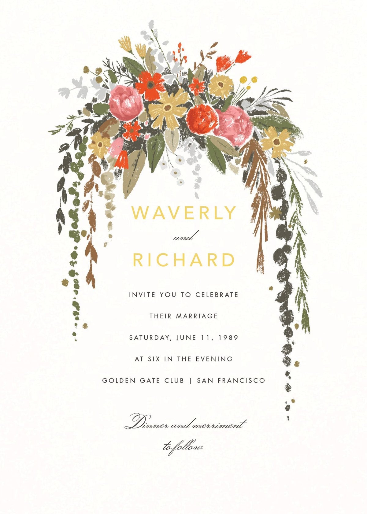 Dripping Floral Wedding Invitation