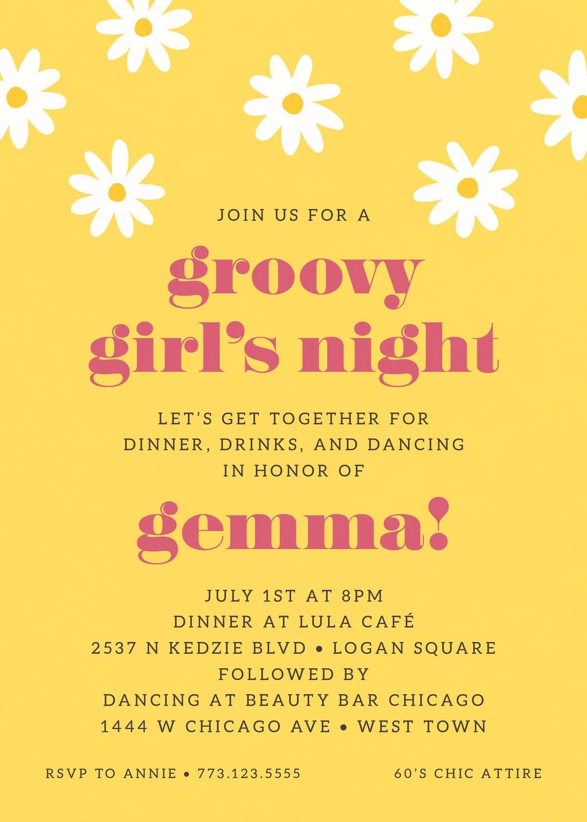 Retro Daisy Party Invitation