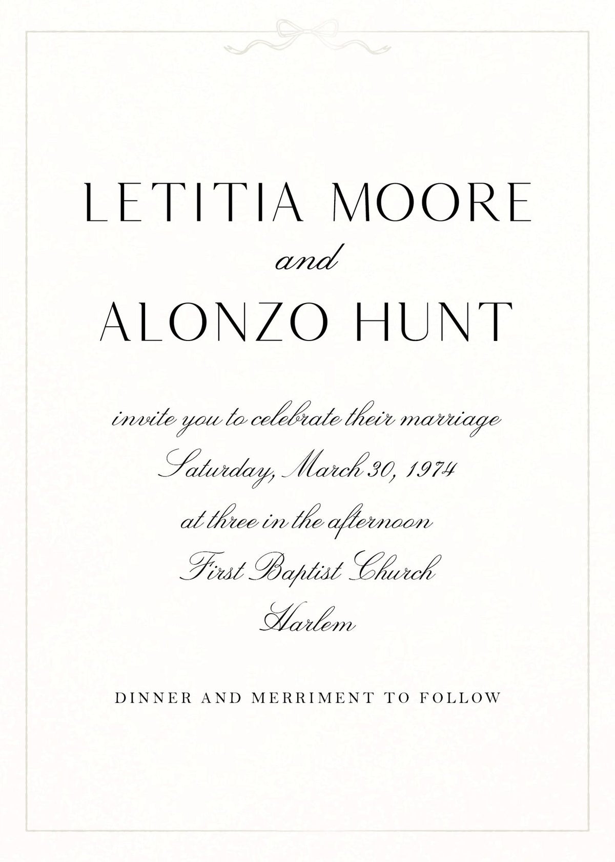 Bow Border Foil Wedding Invitation