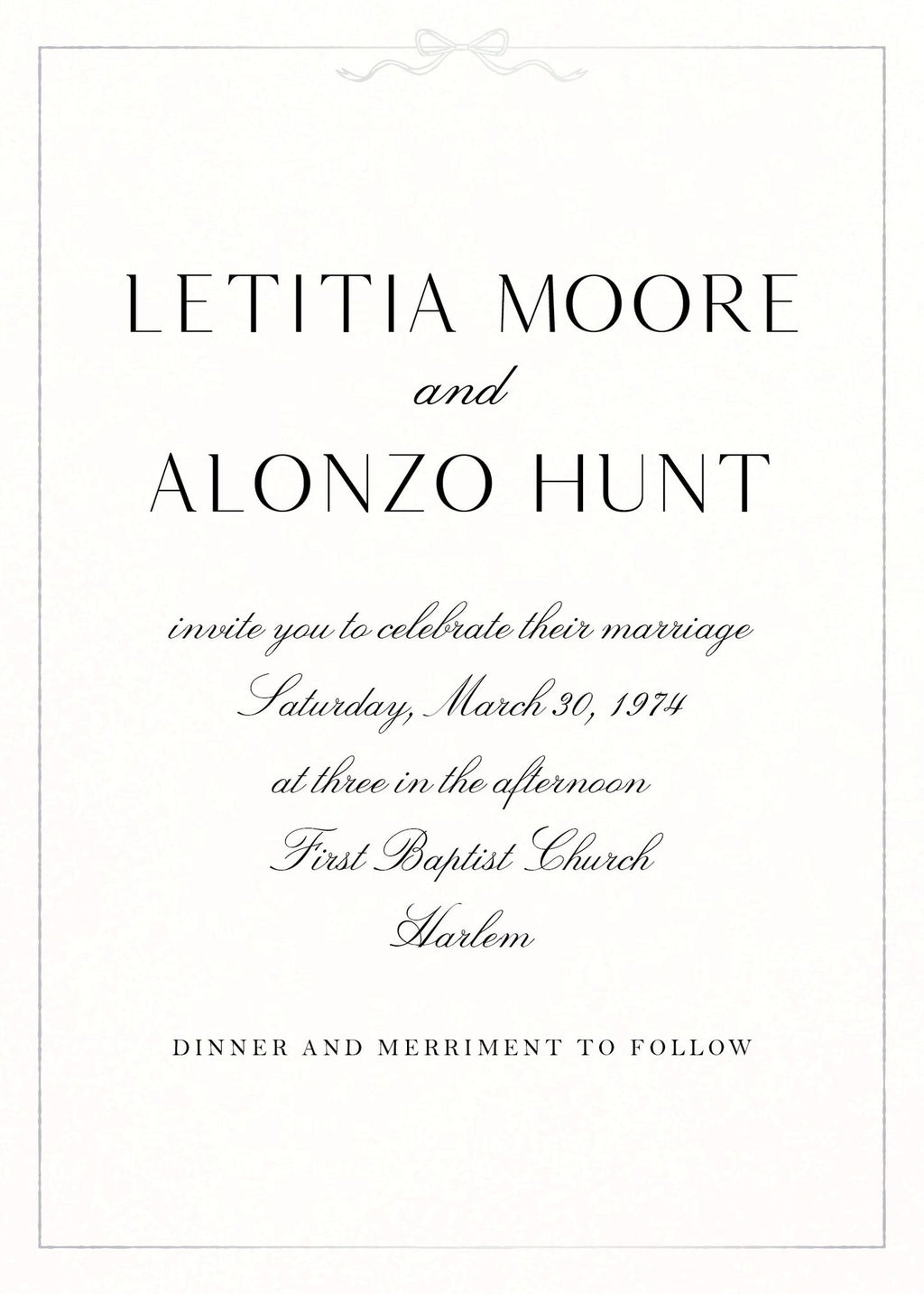 Bow Border Foil Wedding Invitation