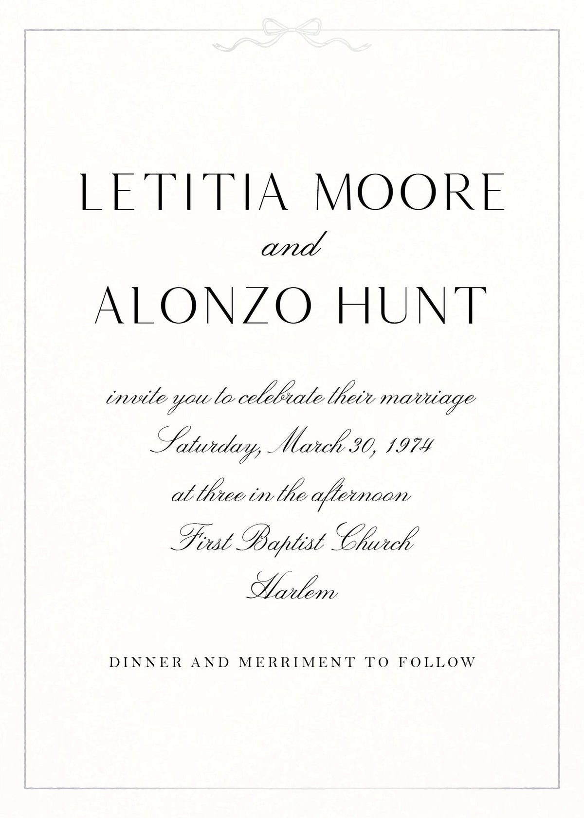 Bow Border Foil Wedding Invitation