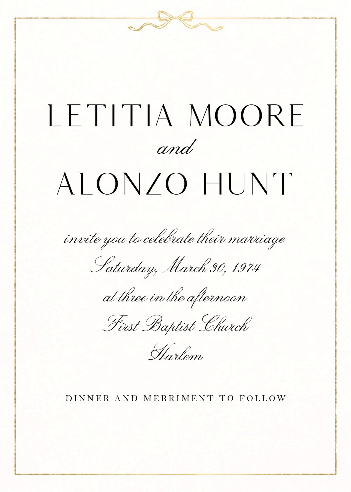 Bow Border Foil Wedding Invitation