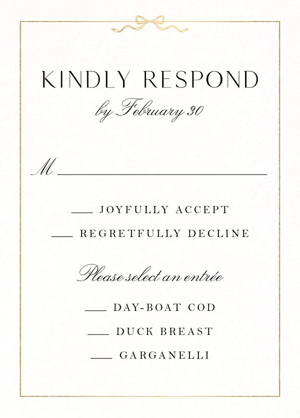Bow Border Foil Response Card