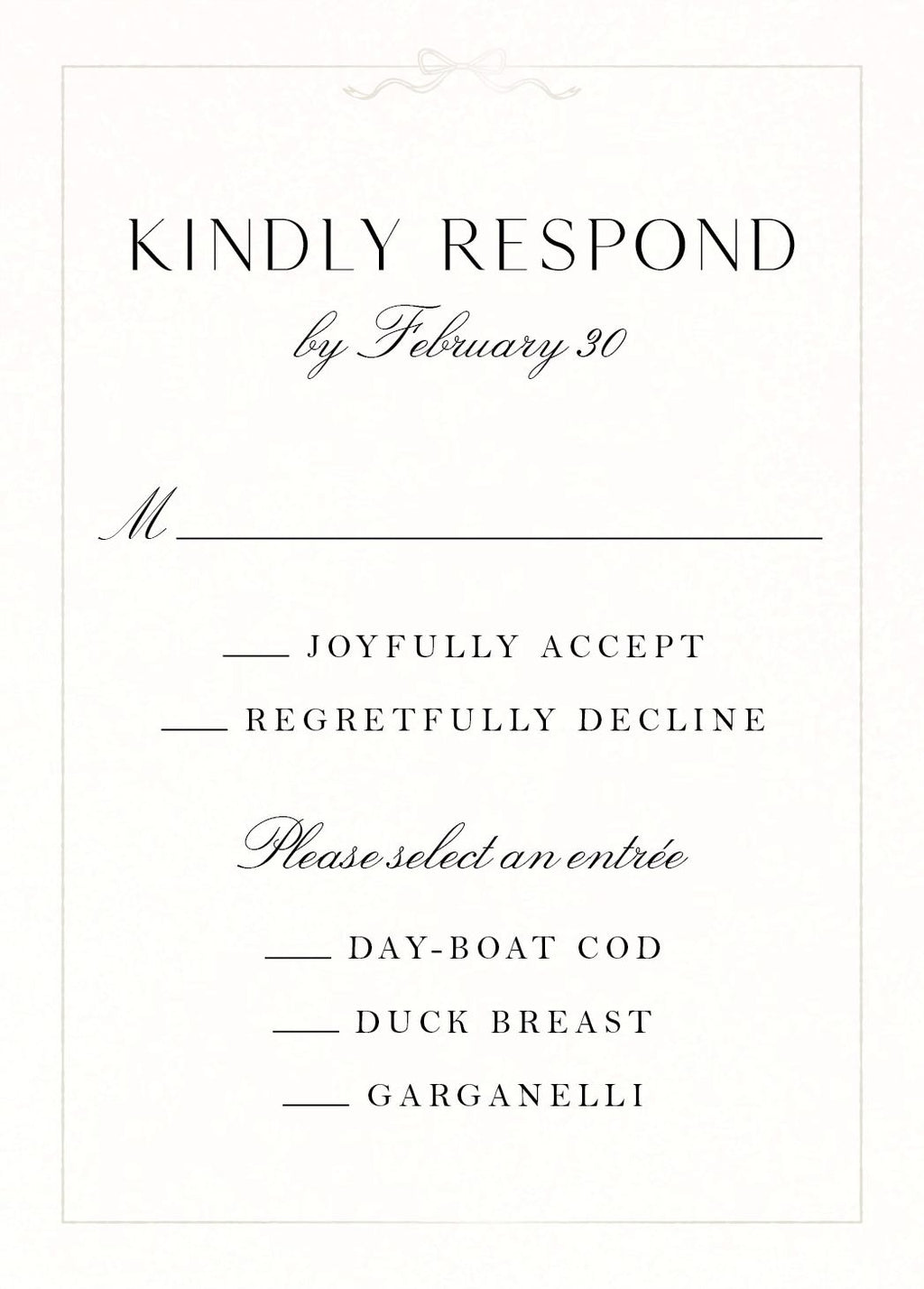 Bow Border Foil Response Card