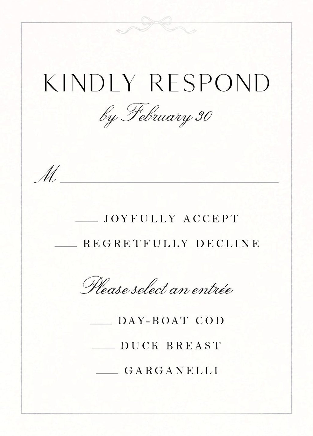 Bow Border Foil Response Card