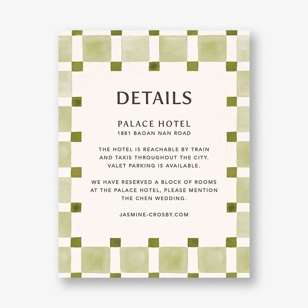 Organic Check Green Information Card
