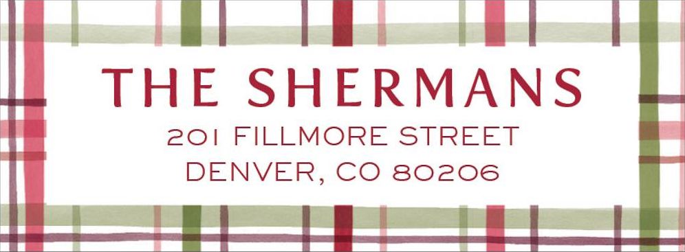 Cozy Watercolor Plaid Holiday Return Address Label