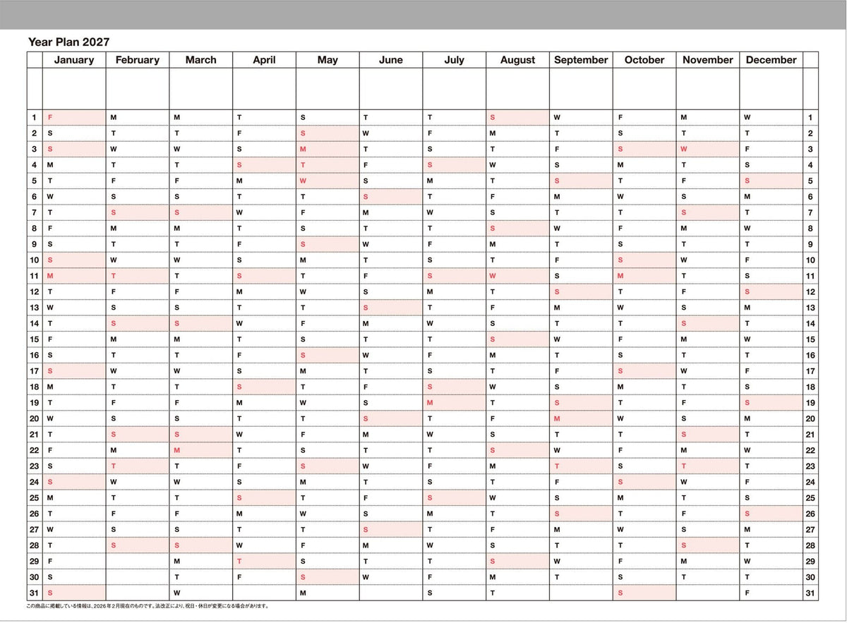 2027 Marks Yellow Jan Start S Weekly Desk Planner