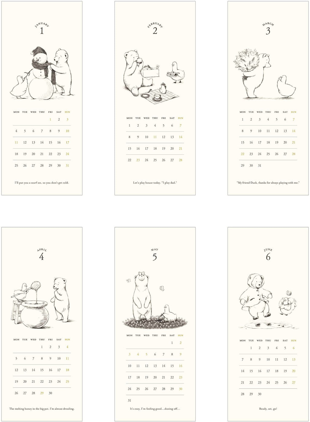 2027 Matoka Stand Ring Calendar Duck and Bear