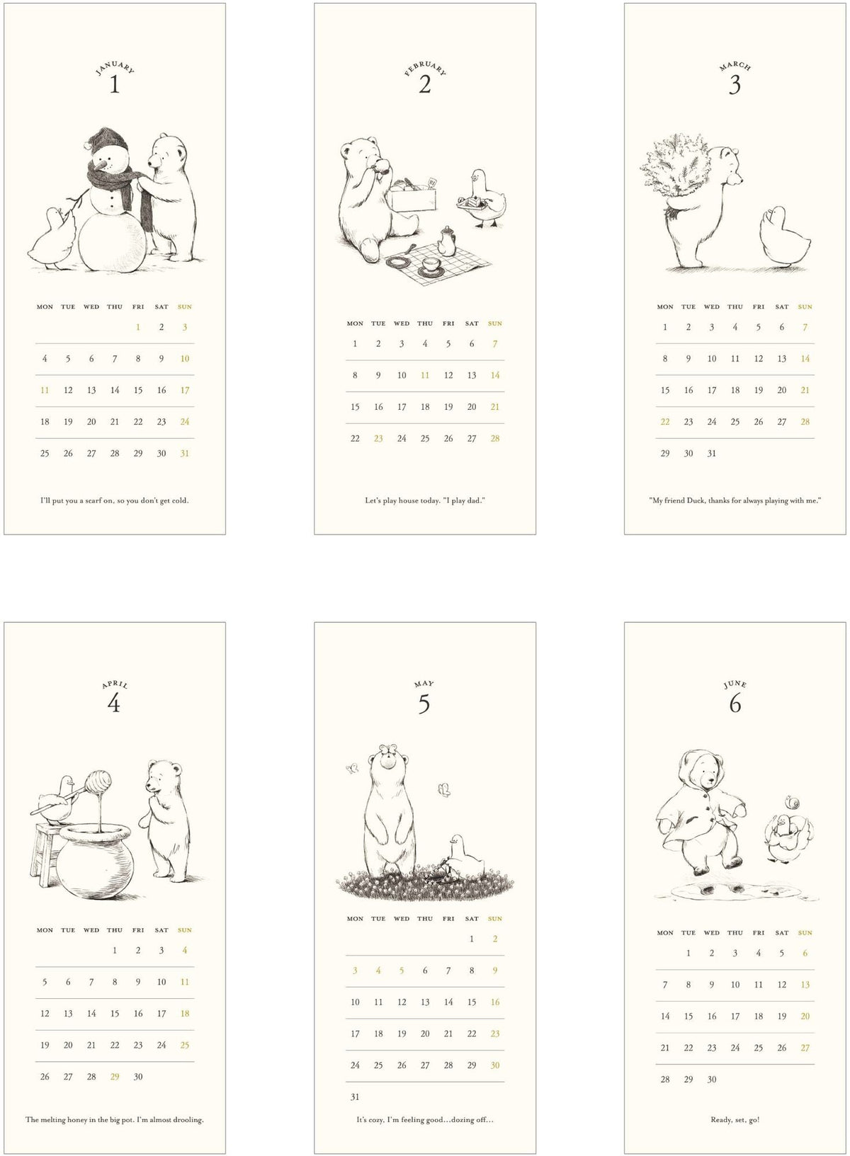 2027 Matoka Stand Ring Calendar Duck and Bear