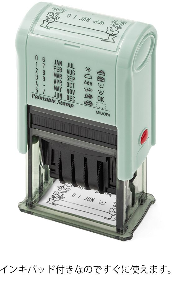 Midori Paintable Rotating Date Stamp - Flowers
