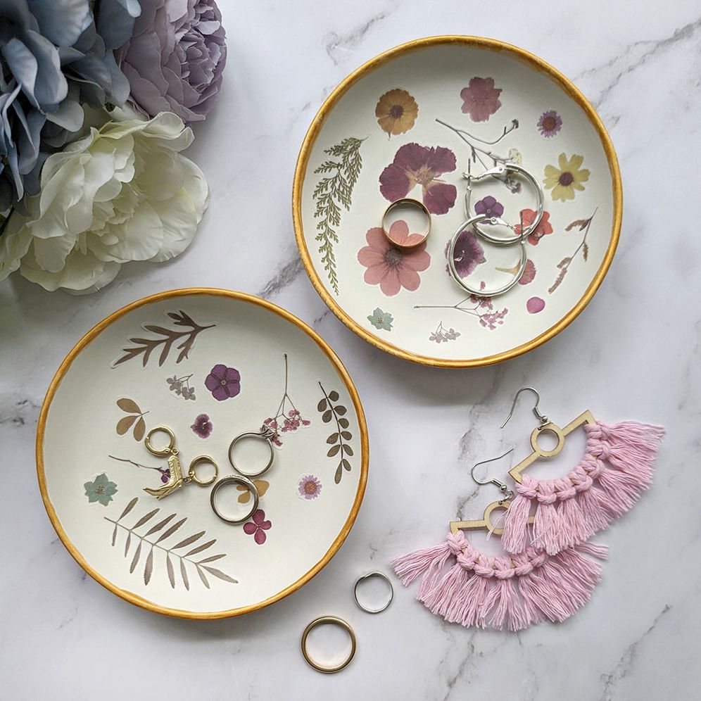 Floral Ceramic Trinket Dish Making Kit