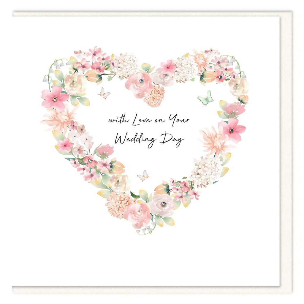 With Love Embelished Heart Wedding Card