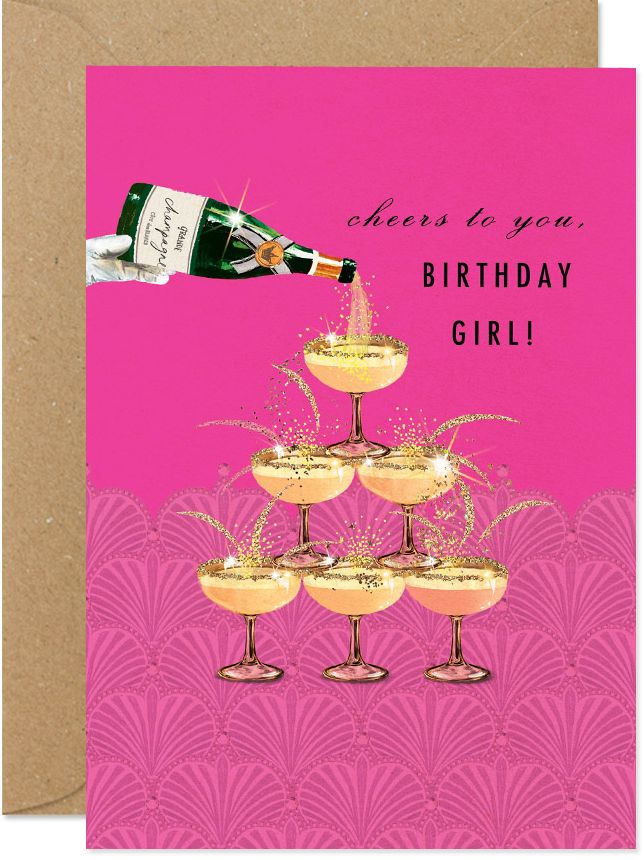 Champage Girl Birthday Card
