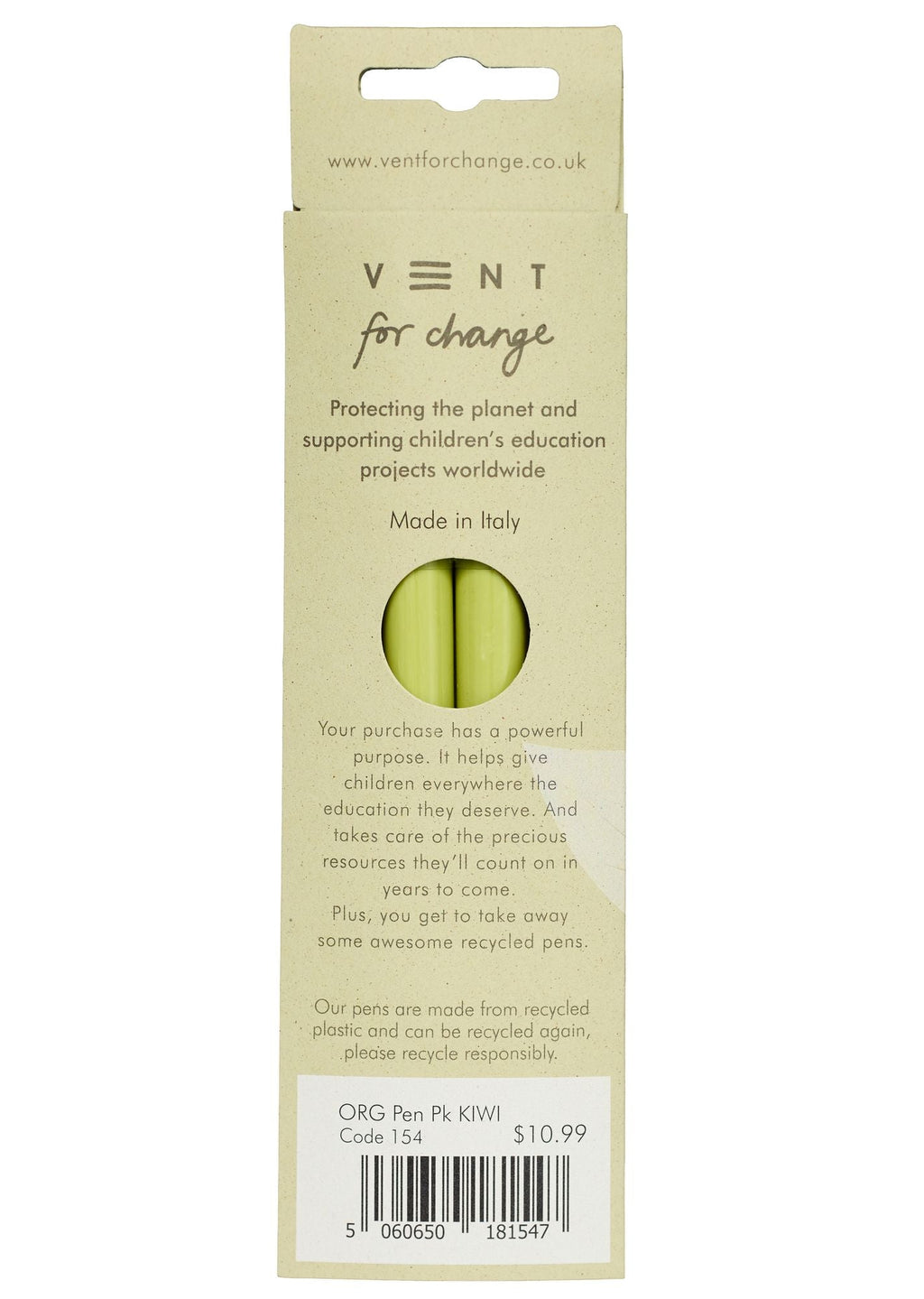 Organics Kiwi Recycled Pens