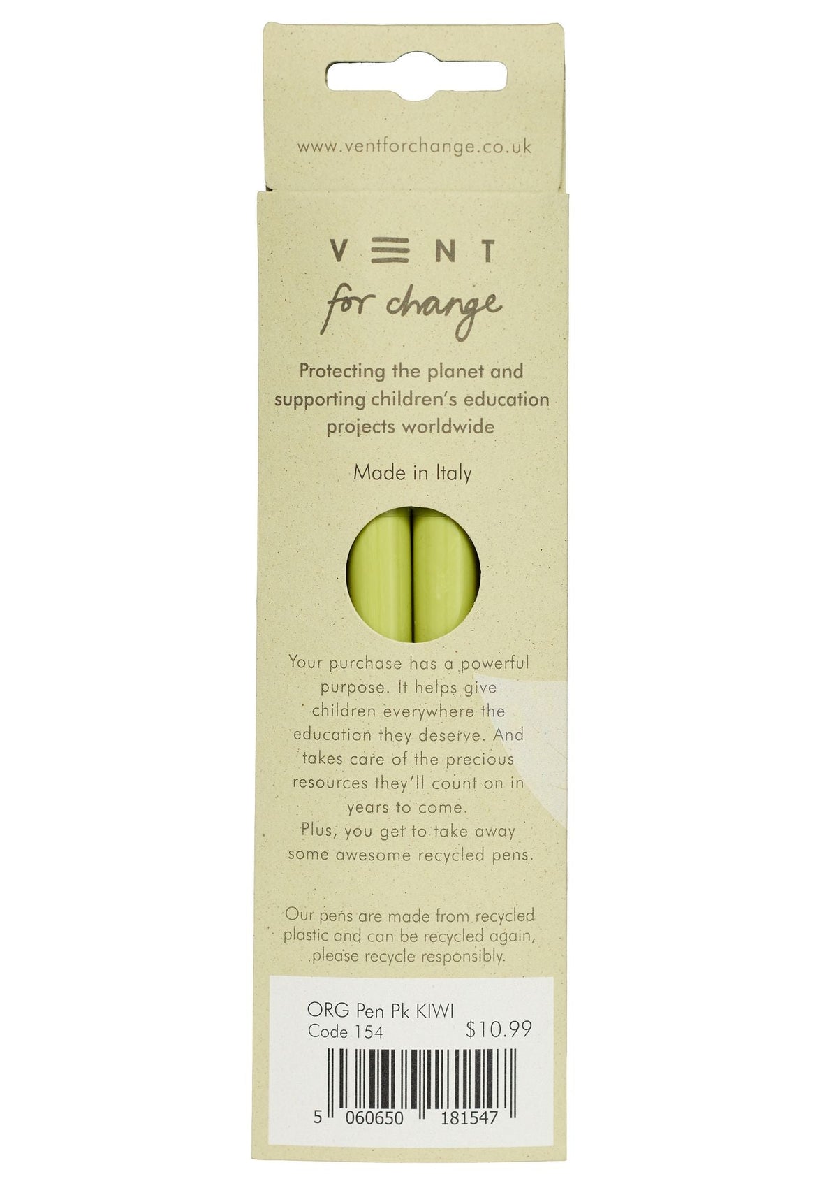 Organics Kiwi Recycled Pens