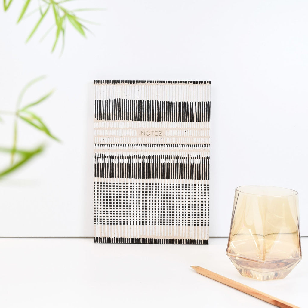 Paper Wasp Recycled B&W Cross-stitch Lines Journal