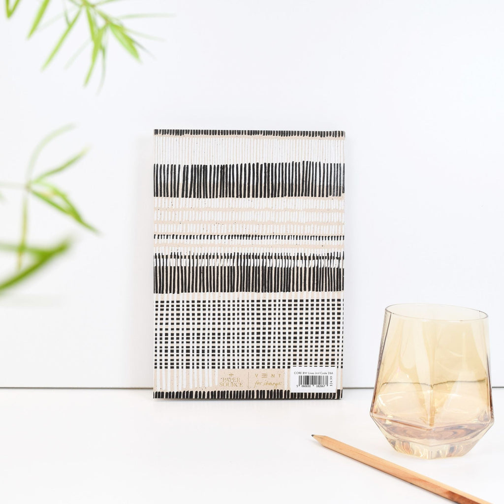 Paper Wasp Recycled B&W Cross-stitch Lines Journal