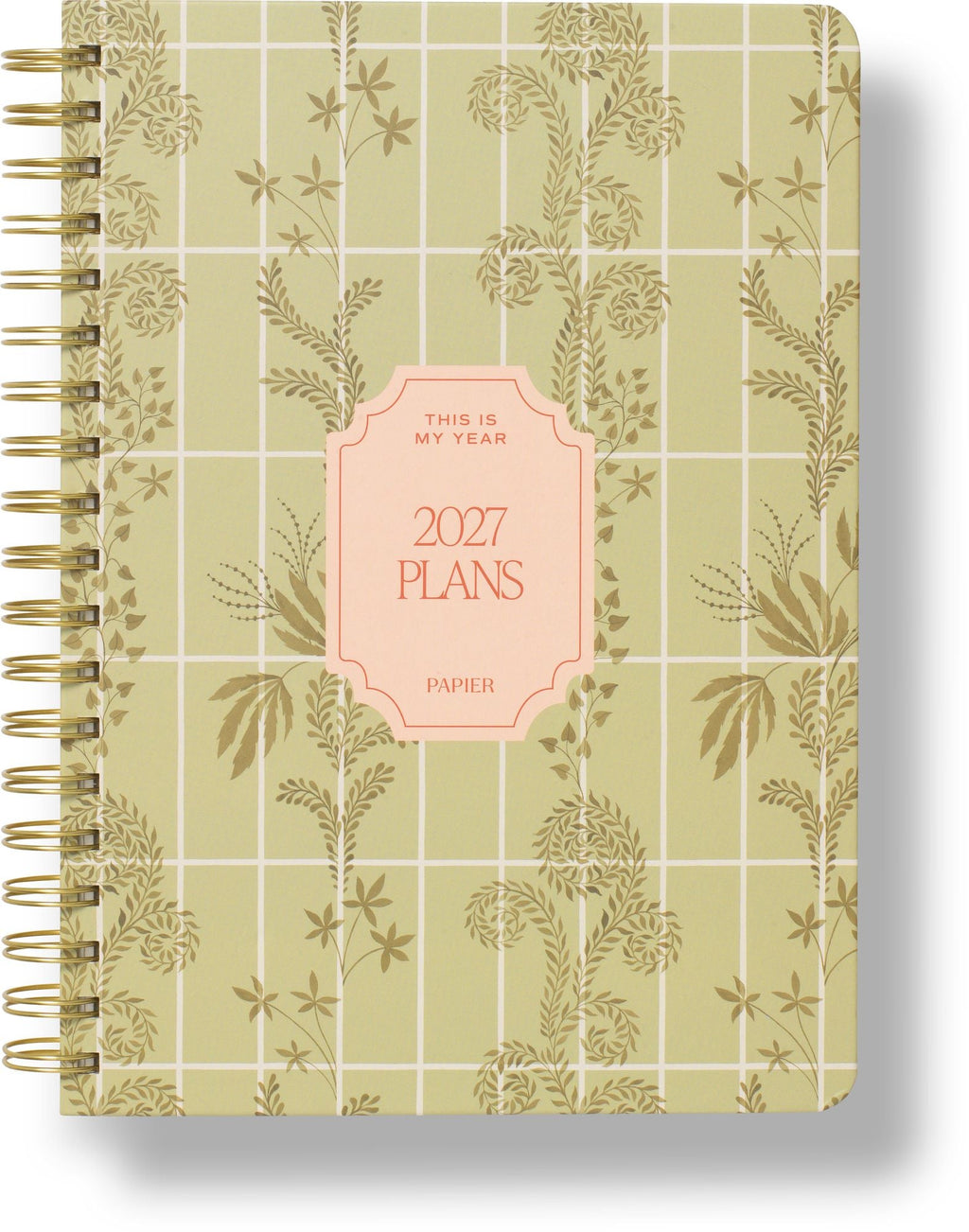 2027 Trellis B5 Hardcover Spiral Calendar Year Planner, 4 Dividers, Green