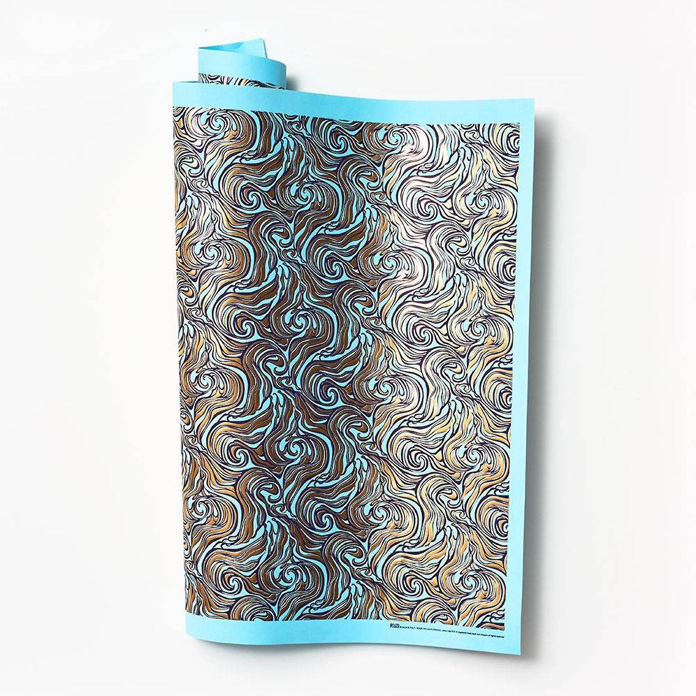 Gold Wavy Marble on Blue Fine Paper