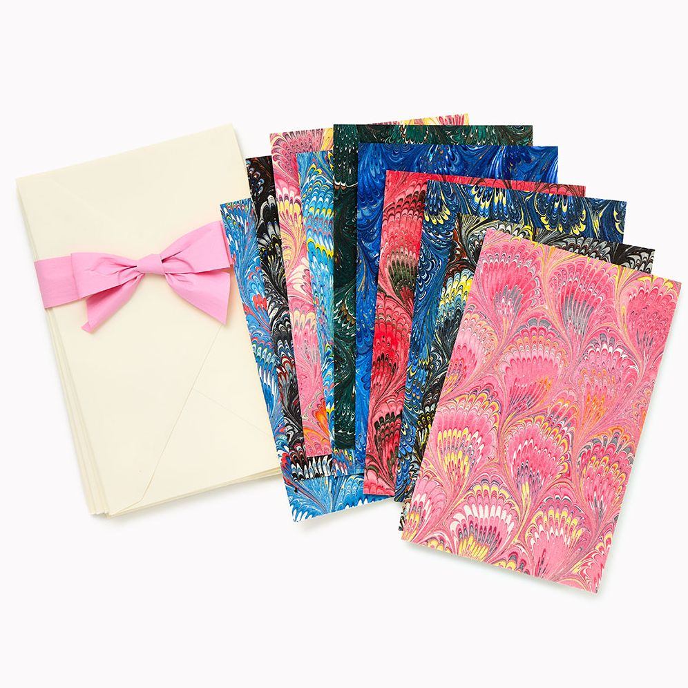 Hand Marbleized Note Card Set on Italian Paper
