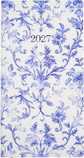 2027 Weekly Pocket Planner Blue Floral Design With Embossed Year