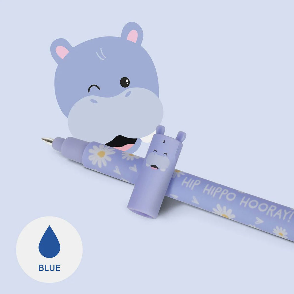 Legami Hippo Erasable Gel Pen - Blue Ink