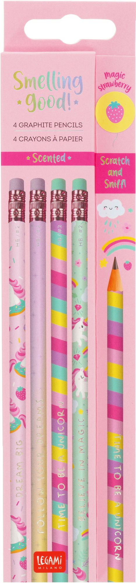 Legami 4 Scented Hb Graphite Pencils - Smelling Good! - Unicorn