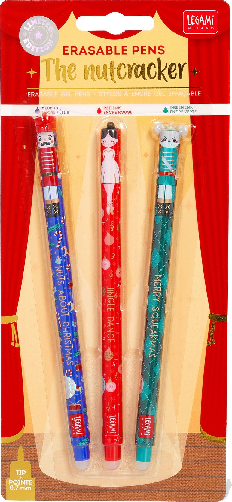 Legami Set of 3 Erasable Christmas Gel Pens