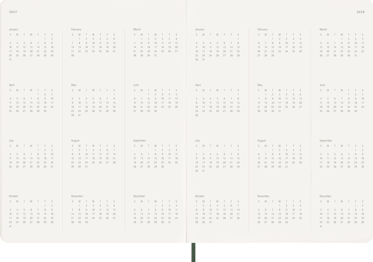 2027 Moleskine 15-Month Essential Planner, Soft Cover, Weekly Vertical, XXL (8.5" x 11"), Myrtle Green, 128 pages