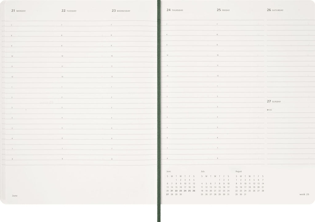 2027 Moleskine 15-Month Essential Planner, Soft Cover, Weekly Vertical, XXL (8.5" x 11"), Myrtle Green, 128 pages