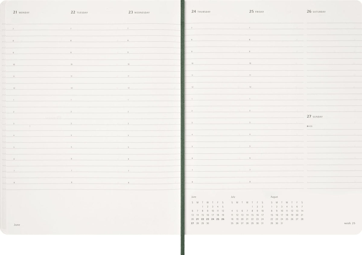2027 Moleskine 15-Month Essential Planner, Soft Cover, Weekly Vertical, XXL (8.5" x 11"), Myrtle Green, 128 pages