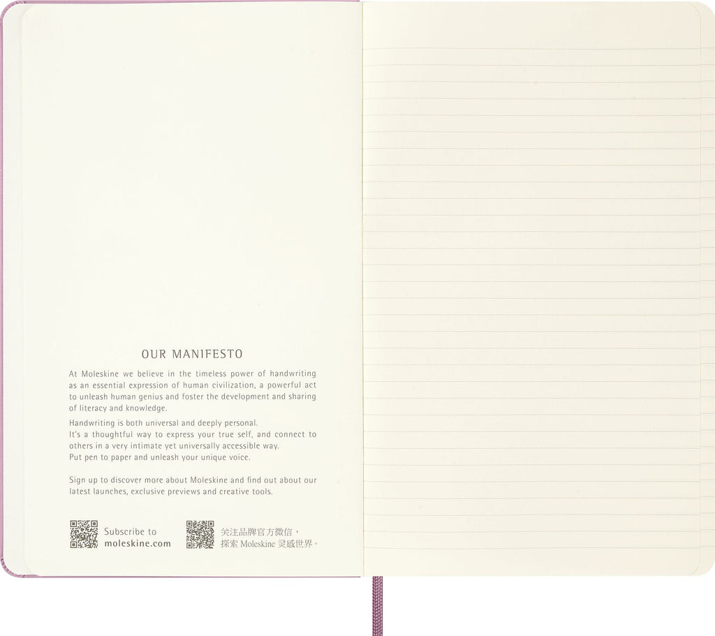 Moleskine Colored Patterned Notebook, Hard Cover, Large (5" x 8.25") Ruled/Lined, Majestic Pink, 240 Pages