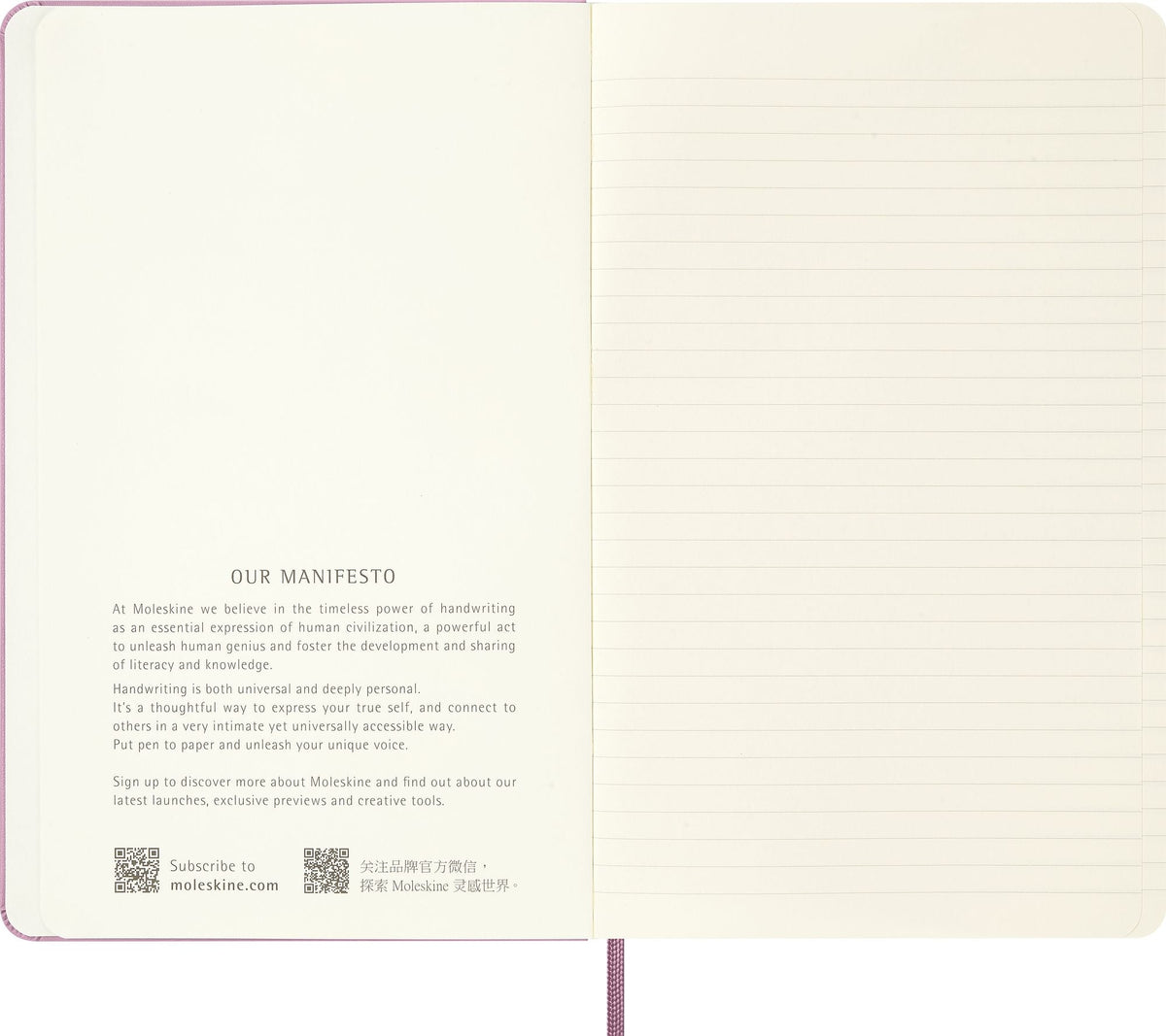 Moleskine Colored Patterned Notebook, Hard Cover, Large (5" x 8.25") Ruled/Lined, Majestic Pink, 240 Pages