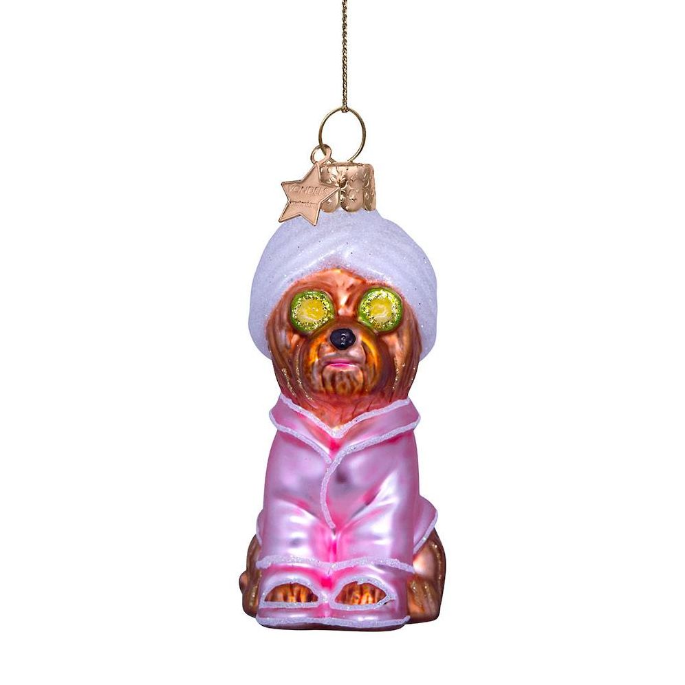 Selfcare Dog Glass Ornament