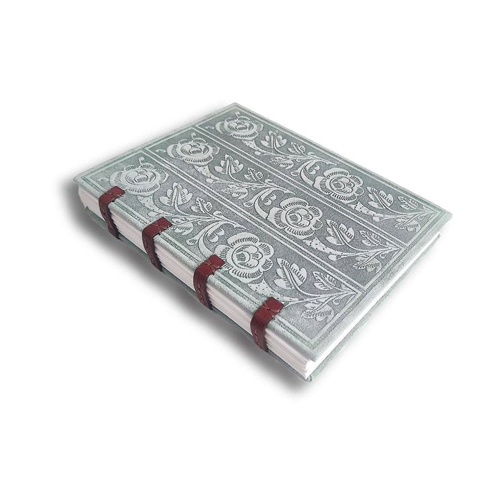 Coptic Bound Embossed Sage Suede Journal