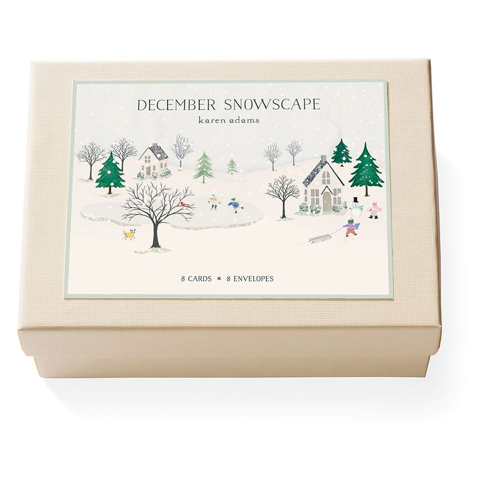 December Snowscape Note Card Box - Exclusive