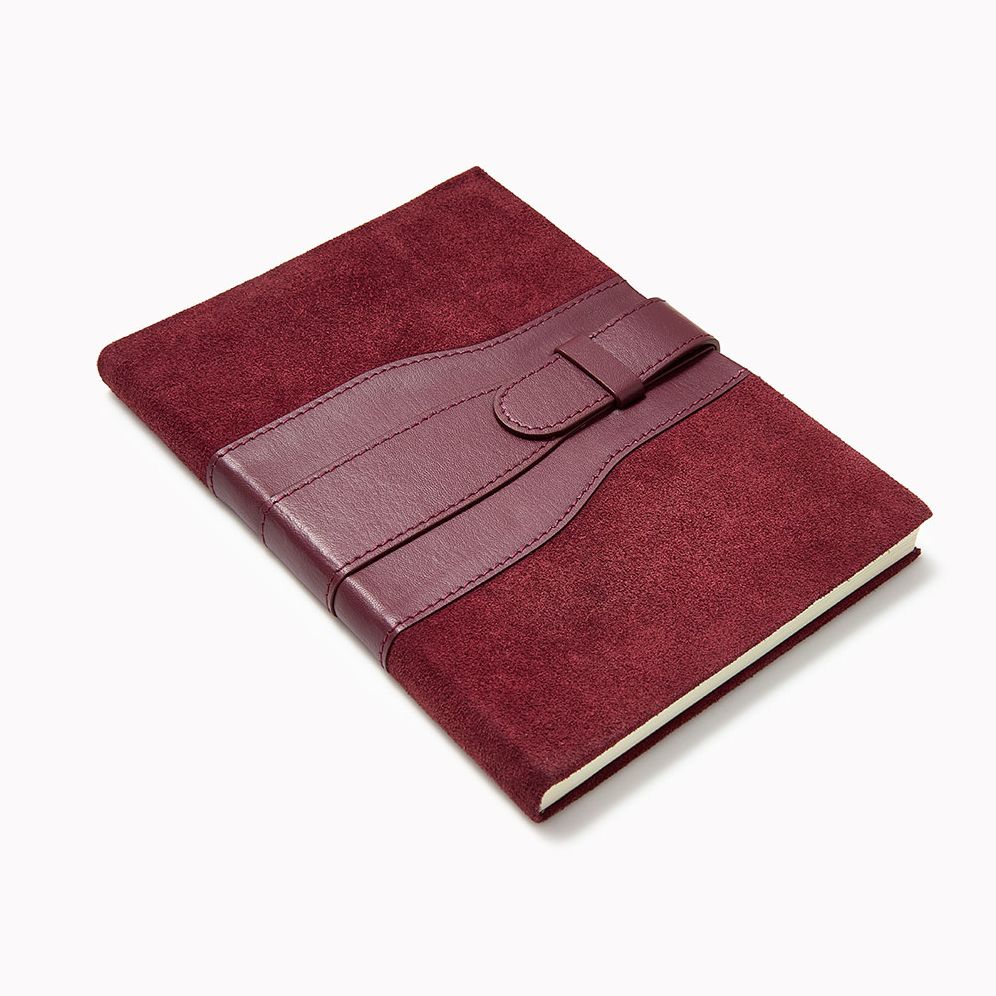 Burgundy Belted Suede Leather Journal