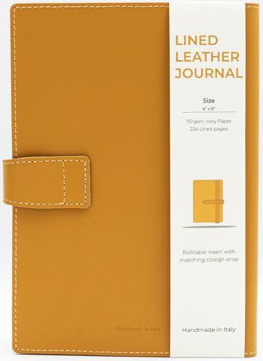 Yellow Leather Journal with Leather Flap Closure and Lined pages