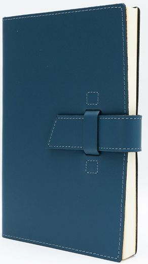 Blue Leather Journal with Leather Flap Closure and Lined Pages