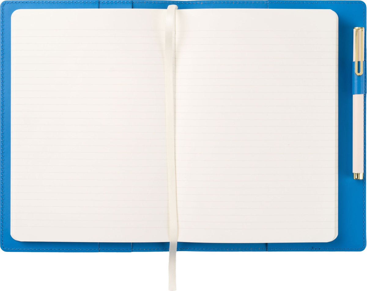 Paper Source Blue Leather Refillable A5 Journal Cover